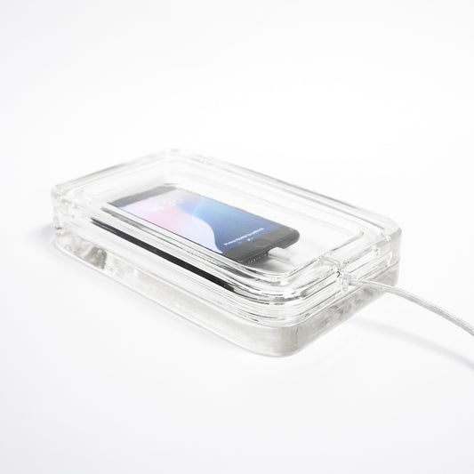 Varjelus glass phone charging box with iphone in charger cable